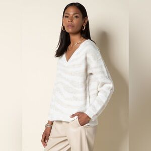 Tart Keeley Winter White Zebra Sweater Wool Blend Sz XS